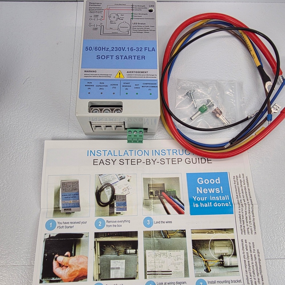 JDMSPEED 50/60Hz 230V 16-32 FLA Soft Starter‎ for AC Compressors Generators RV